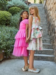 Angel & Rocket Pink Sienna Bow Tiered Mesh Dress - Image 2 of 14