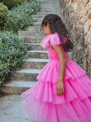 Angel & Rocket Pink Sienna Bow Tiered Mesh Dress - Image 7 of 14
