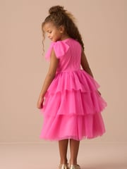 Angel & Rocket Pink Sienna Bow Tiered Mesh Dress - Image 9 of 14