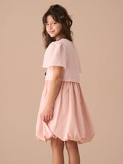 Angel & Rocket Pink Ottilie Puff Ball Angel Sleeve Dress - Image 2 of 7
