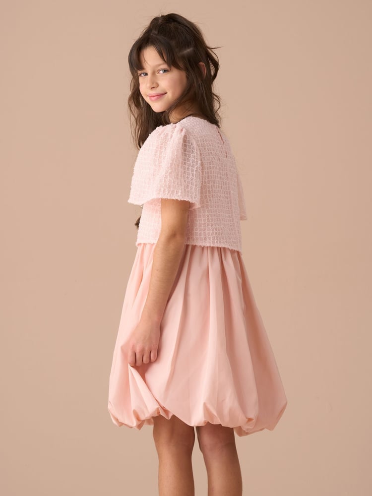 Angel & Rocket Pink Ottilie Puff Ball Angel Sleeve Dress - Image 2 of 7