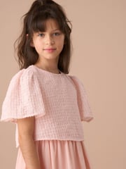Angel & Rocket Pink Ottilie Puff Ball Angel Sleeve Dress - Image 4 of 7