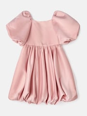 Angel & Rocket Elle Pink Bubble Hem Satin Dress - Image 13 of 15