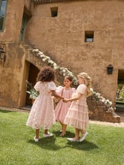 Angel & Rocket Elle Pink Bubble Hem Satin Dress - Image 3 of 15