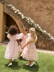 Angel & Rocket Elle Pink Bubble Hem Satin Dress - Image 4 of 15
