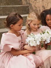 Angel & Rocket Elle Pink Bubble Hem Satin Dress - Image 7 of 15