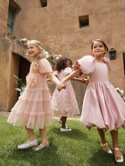 Angel & Rocket Elle Pink Bubble Hem Satin Dress - Image 8 of 15