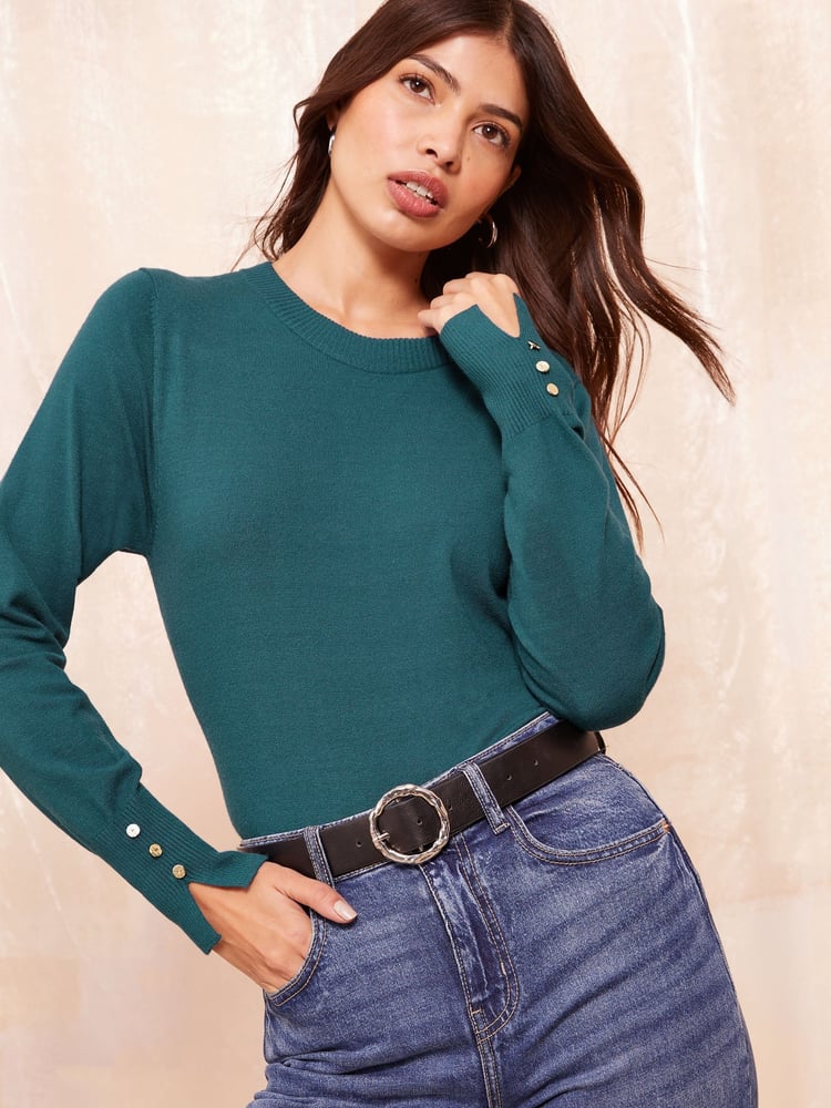 Friends Like These Green Long Sleeve Crew Neck Jumper - Image 1 of 4