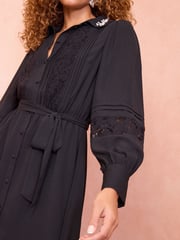 Love & Roses Black Collared Long Sleeve Mini Dress - Image 3 of 4