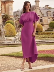 Lipsy Pink Petite Flutter Sleeve Underbust Midi Dress - Image 5 of 8