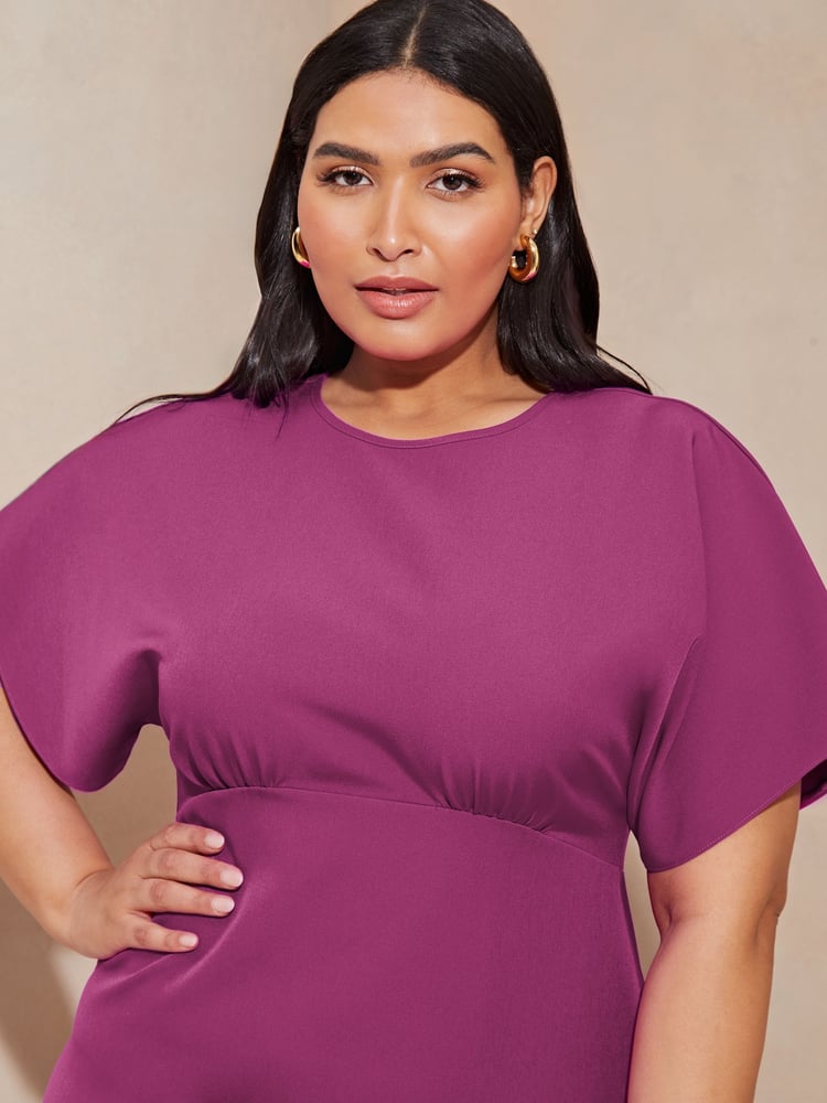 Lipsy Pink Curve Flutter Sleeve Underbust Midi Dress - Image 2 of 4 Lipsy Pink Curve Flutter Sleeve Underbust Midi Dress - Image 2 of 4