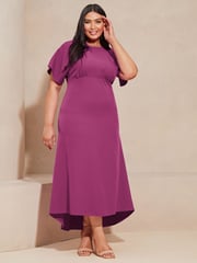 Lipsy Pink Curve Flutter Sleeve Underbust Midi Dress - Image 3 of 4
