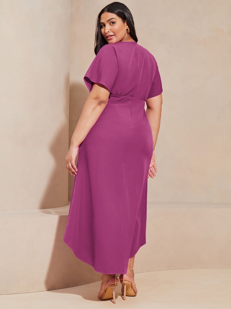 Lipsy Pink Curve Flutter Sleeve Underbust Midi Dress - Image 4 of 4 Lipsy Pink Curve Flutter Sleeve Underbust Midi Dress - Image 4 of 4