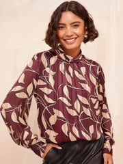 Friends Like These Red Roll Neck Tie Back Animal Print Blouse - Image 1 of 4
