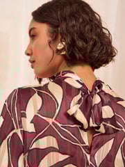 Friends Like These Red Roll Neck Tie Back Animal Print Blouse - Image 2 of 4