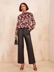 Friends Like These Red Roll Neck Tie Back Animal Print Blouse - Image 3 of 4