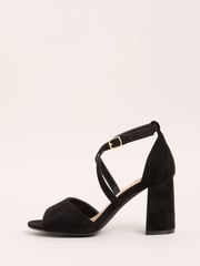 Friends Like These Black Standard Fit Cross Strap Mid Block Heel Sandals - Image 5 of 5