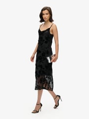 Superdry Black Devore Cowl Neck Midi Slip Dress - Image 2 of 3