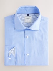 Blue Texture/Stripe Regular Fit Single Cuff Easy Care Smart Shirts 2 Pack - Image 2 of 5