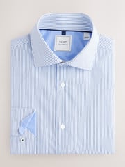 Blue Texture/Stripe Regular Fit Single Cuff Easy Care Smart Shirts 2 Pack - Image 3 of 5