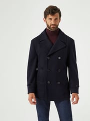 Skopes Blue Tailored Fit Double Breasted Russell Pea Coat - Image 2 of 7