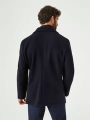 Skopes Blue Tailored Fit Double Breasted Russell Pea Coat - Image 3 of 7