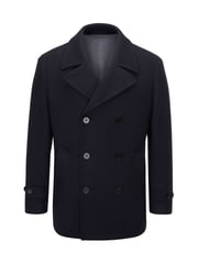 Skopes Blue Tailored Fit Double Breasted Russell Pea Coat - Image 6 of 7