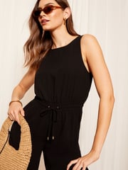 Friends Like These Black Sleeveless Tie Waist Tailored Jumpsuit - Image 3 of 4