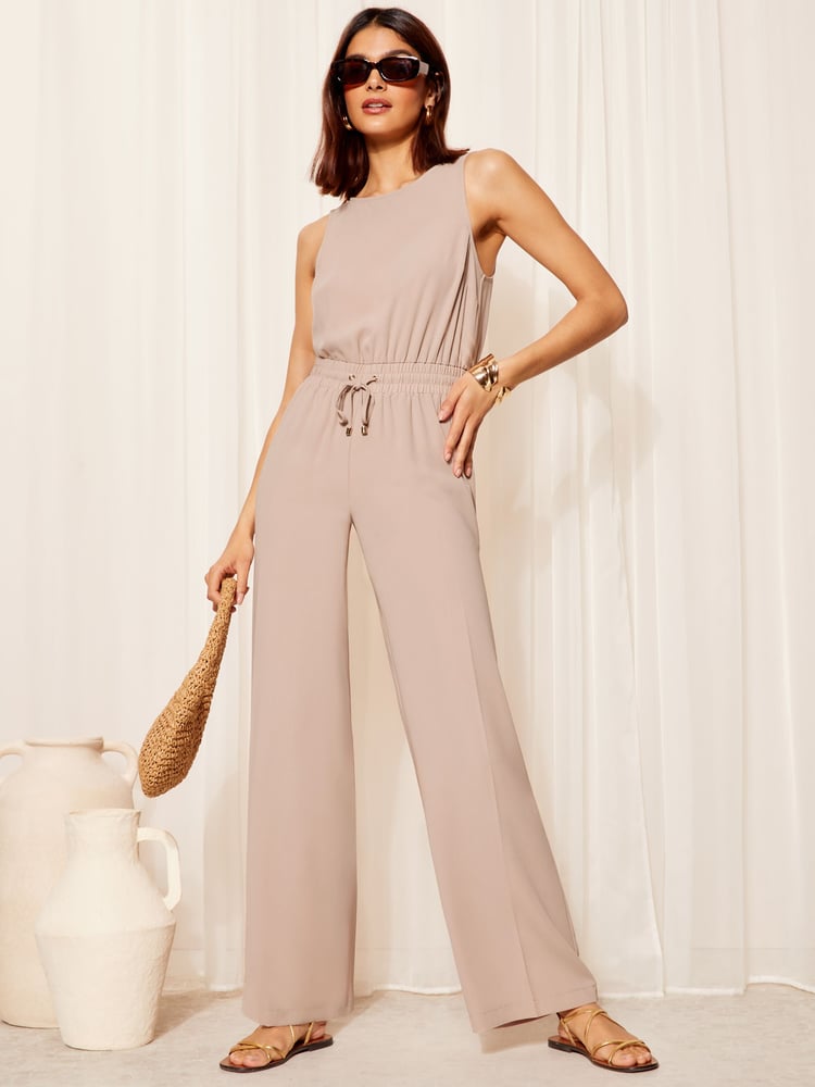 Friends Like These Pink Sleeveless Tie Waist Tailored Jumpsuit - Image 2 of 8