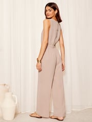 Friends Like These Pink Sleeveless Tie Waist Tailored Jumpsuit - Image 4 of 8