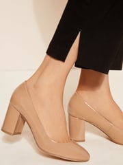 Friends Like These Nude Mid Block Heel Round Toe Court Shoes - Image 2 of 4