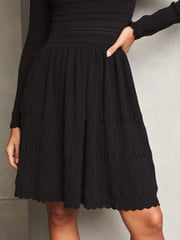 Lipsy Black Long Sleeve Stitch Detail Lantern Knitted Dress - Image 4 of 4