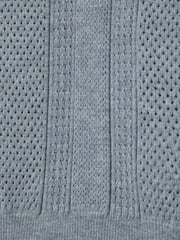 Reiss Airforce Blue Texas 3-9 yrs Textured-Knit Half-Zip Polo Shirt - Image 4 of 4