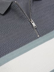 Reiss Airforce Blue Grove 9-13 yrs Textured Colour-Block Polo Shirt - Image 4 of 4