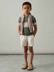 Reiss Sage Green Grove 9-13 yrs Textured Colour-Block Polo Shirt - Image 3 of 4