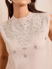 Love & Roses Pink Sequin V-Neck Knitted Vest - Image 2 of 5