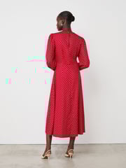 Finery Red Kimmy Polka Dot Midi Dress - Image 2 of 4