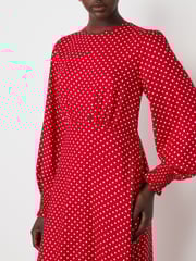 Finery Red Kimmy Polka Dot Midi Dress - Image 3 of 4