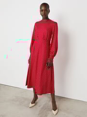 Finery Red Kimmy Polka Dot Midi Dress - Image 4 of 4