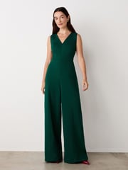 Finery Green Effie Bottle Green Ponte Jersey Jumpsuit - Image 1 of 6