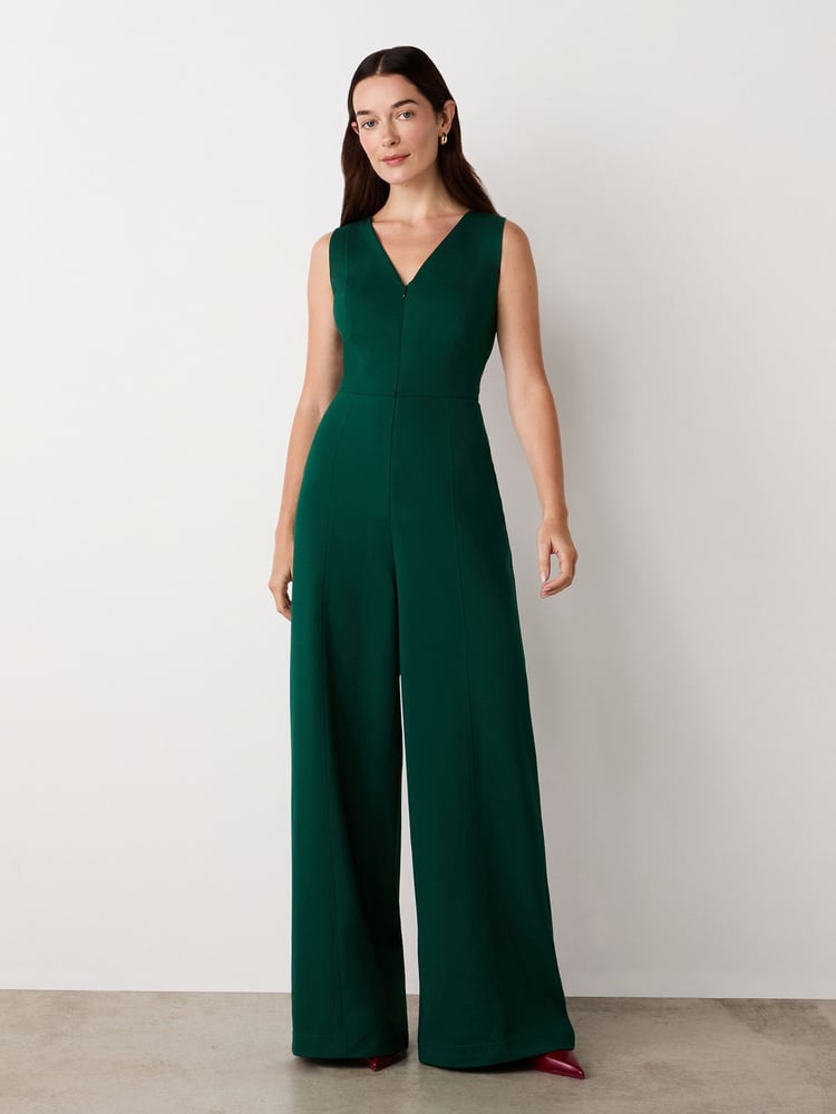 Finery Green Effie Bottle Green Ponte Jersey Jumpsuit - Image 1 of 6