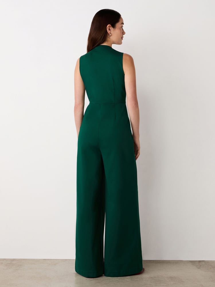 Finery Green Effie Bottle Green Ponte Jersey Jumpsuit - Image 6 of 6
