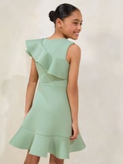 Lipsy Green Frill Detail Scuba Dress (7-16yrs) - Image 4 of 4