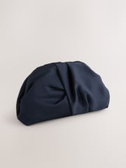 Navy Ruched Snap Clutch Bag - Image 1 of 5