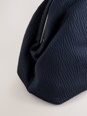 Navy Ruched Snap Clutch Bag - Image 3 of 5