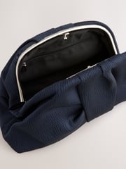 Navy Ruched Snap Clutch Bag - Image 5 of 5
