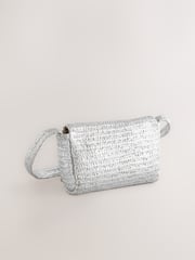 Silver Weaved Straw Look Cross-Body Bag - Image 2 of 5