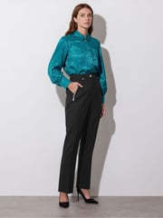 Star by Julien MacDonald Blue Animal Satin Jacquard Shirt - Image 1 of 6