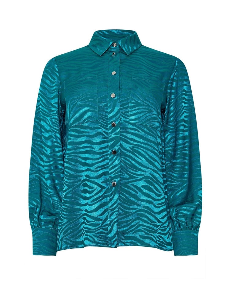 Star by Julien MacDonald Blue Animal Satin Jacquard Shirt - Image 6 of 6