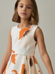 Reiss Ivory Print Trinny 13-14 yrs Floral Scuba Sleeveless Dress - Image 3 of 4